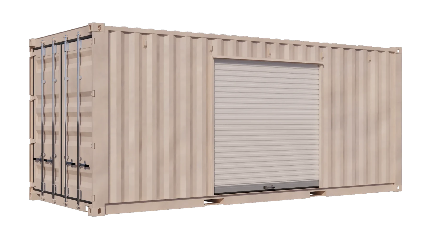 20ft Refurbished Storage Container w/ One 7ft Roll-up Door on Right Side – product view 1
